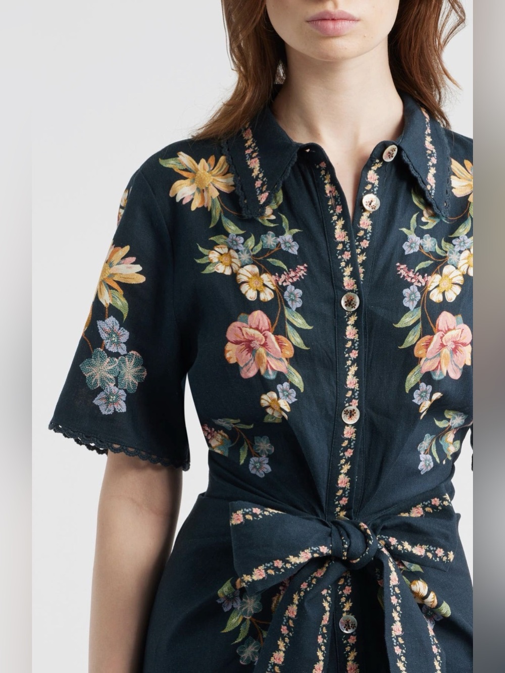 FARM Rio Maira Floral Belted Midi Shirtdress, Size Small, &320 - Picture 3 of 13